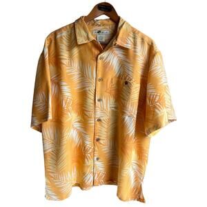 Joe Marlin Unwind Hawaiian Shirt Men's XL Yellow Floral Button Up Loop Collar
